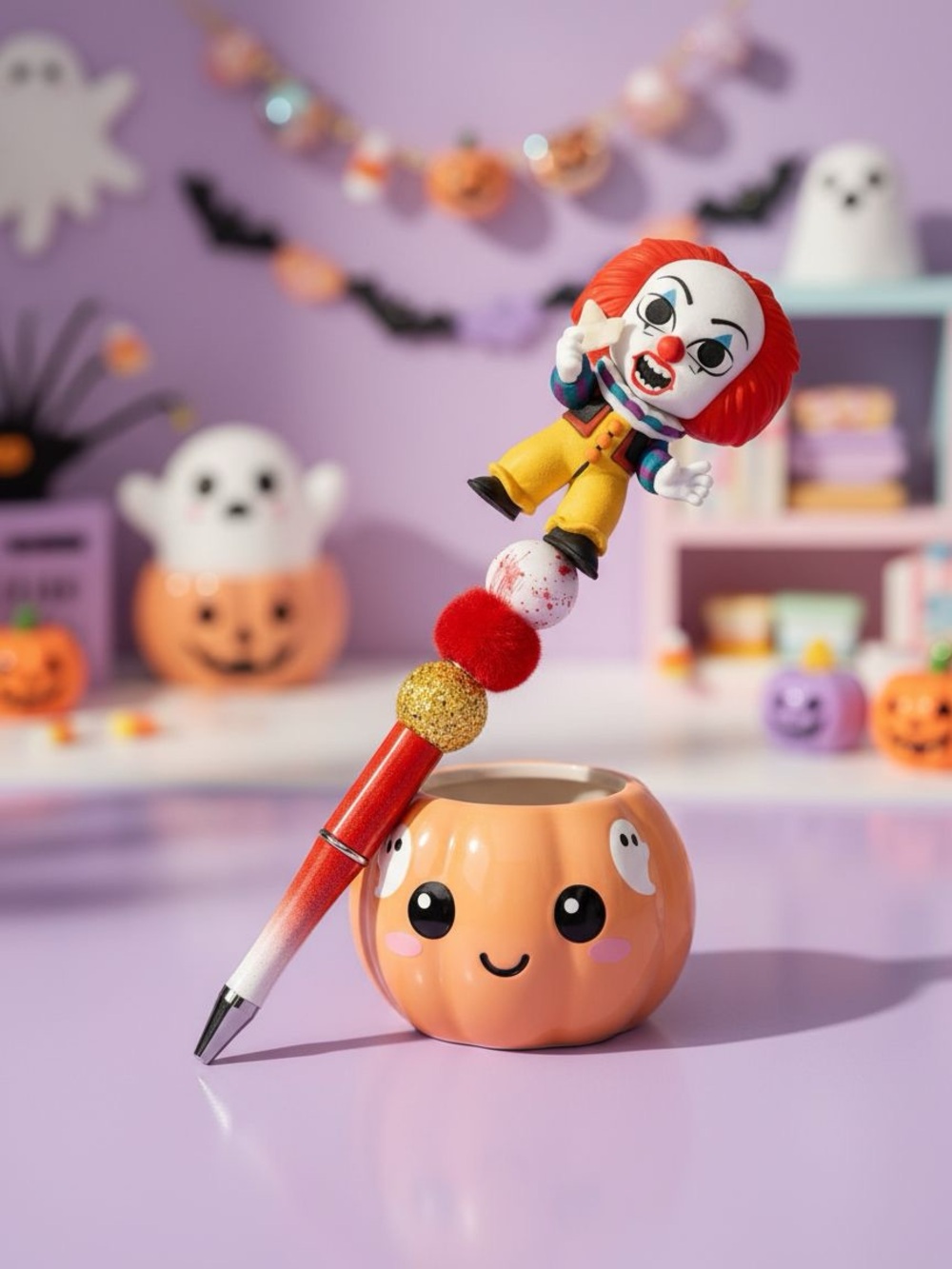 Red Clown IT Pennywise Beaded Pen - Picture 1 of 3